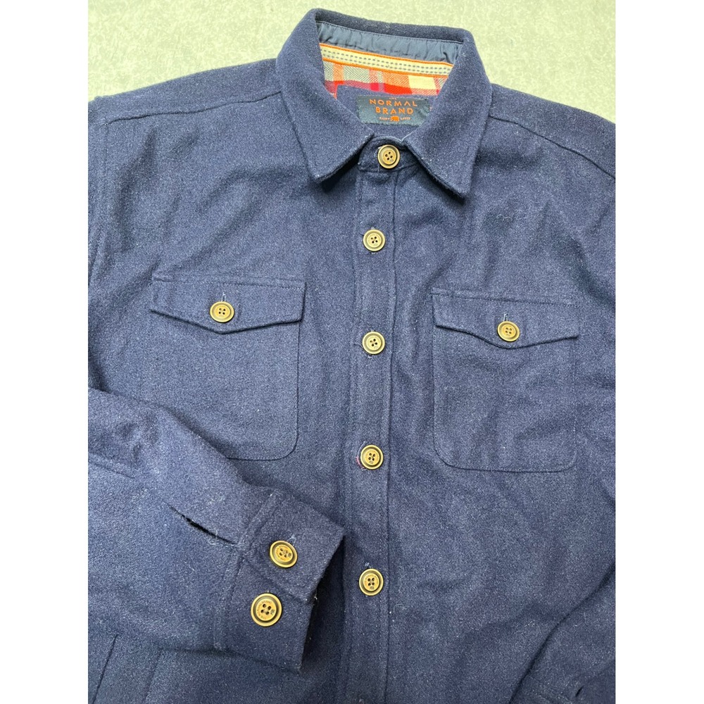 The Normal Brand Mens Navy Wool Blend Plaid Lined Shirt‎ Jacket Shacket Size M